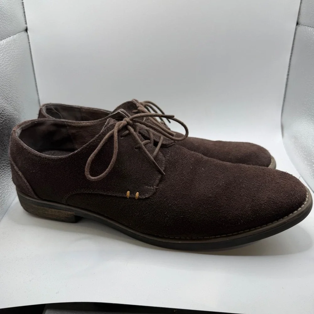 Bruno Marc New York Mens Brown Suede Derby Dress Shoes Size 13 Lace Up Casual